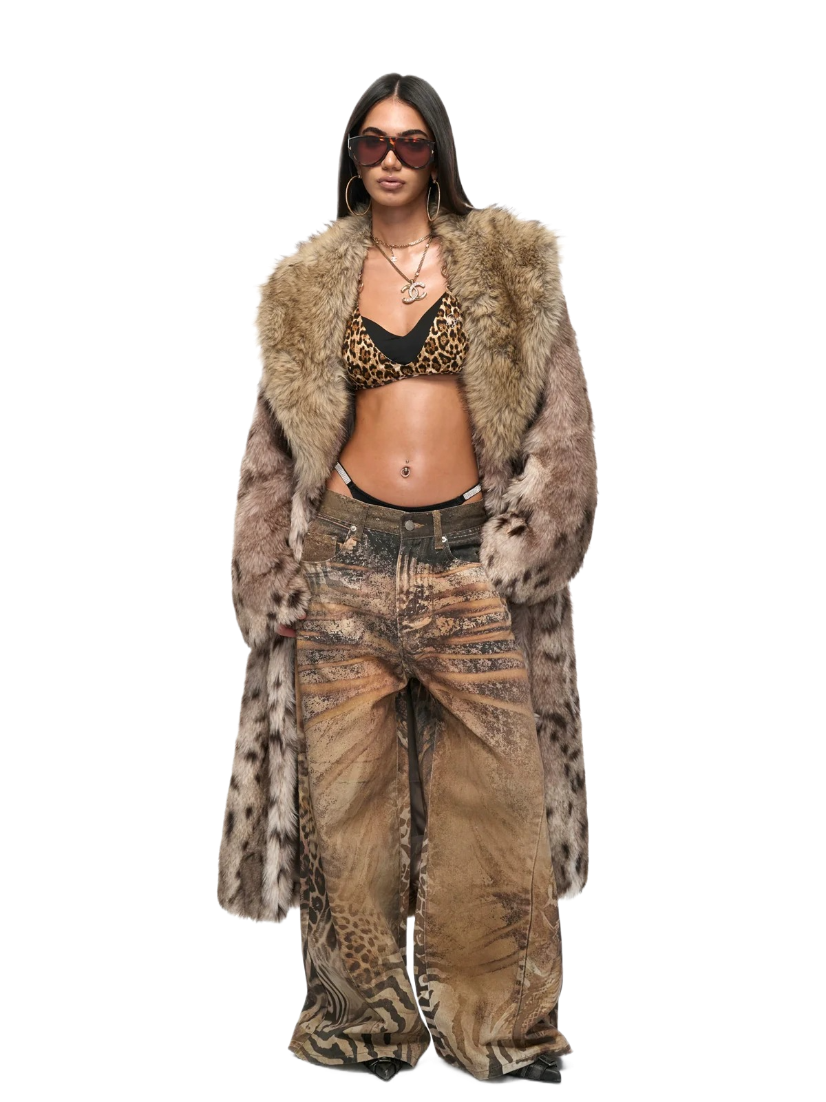 Leopard-Print Eco-Fur Coat