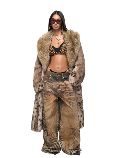 Leopard-Print Eco-Fur Coat