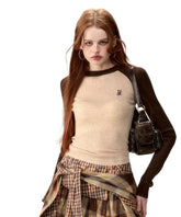 Apricot & Coffee Wool Knit Sweater - CHINASQUAD
