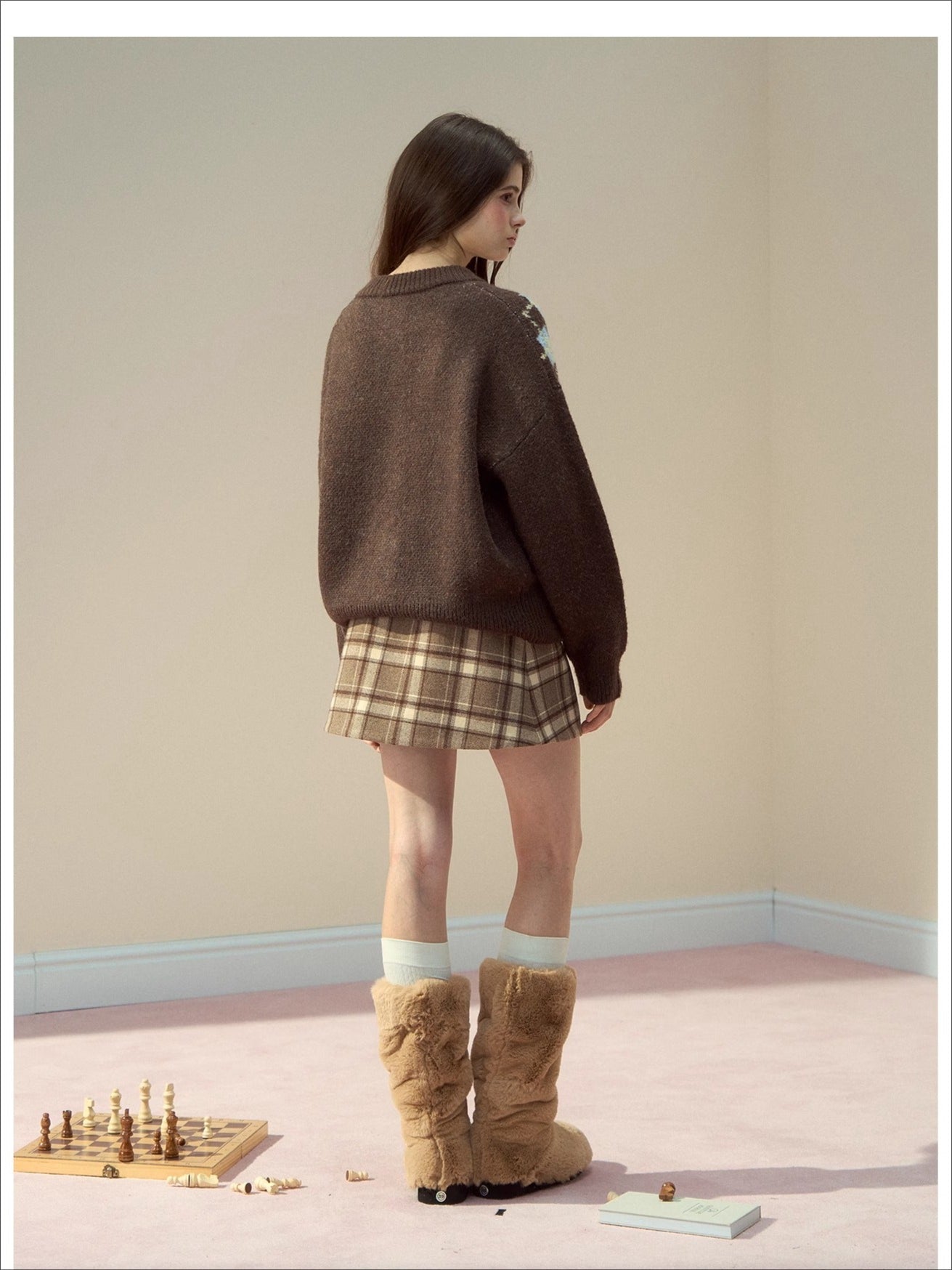 Bow-Knot Fair Isle Toggle Knit Cardigan