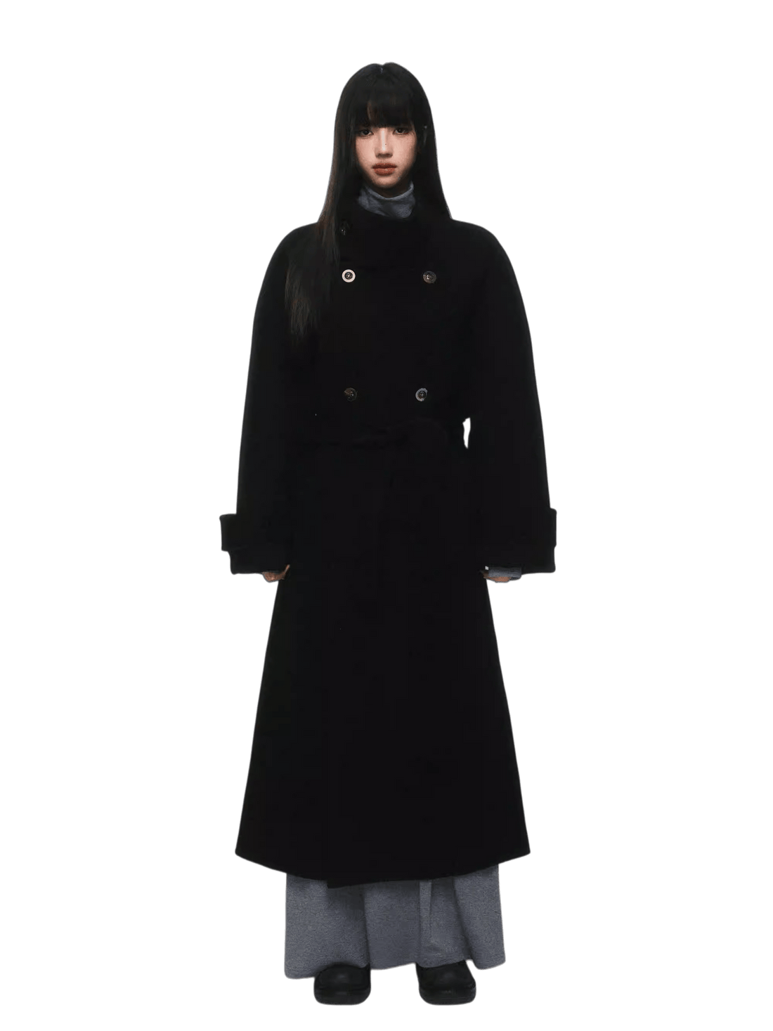 Stand-Collar Double-Faced Wool Coat