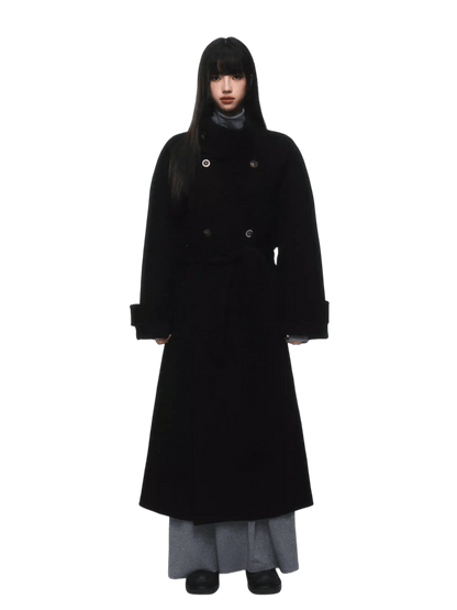 Stand-Collar Double-Faced Wool Coat