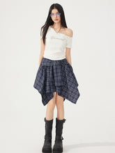 Plaid Tie Up Irregular Shirt Skirt - CHINASQUAD
