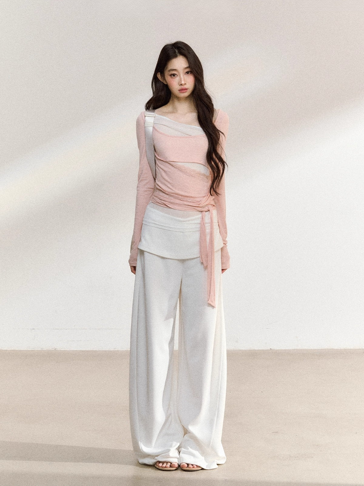 7ShiftiLayered Mesh-Knit Tie Detail T-Shirts