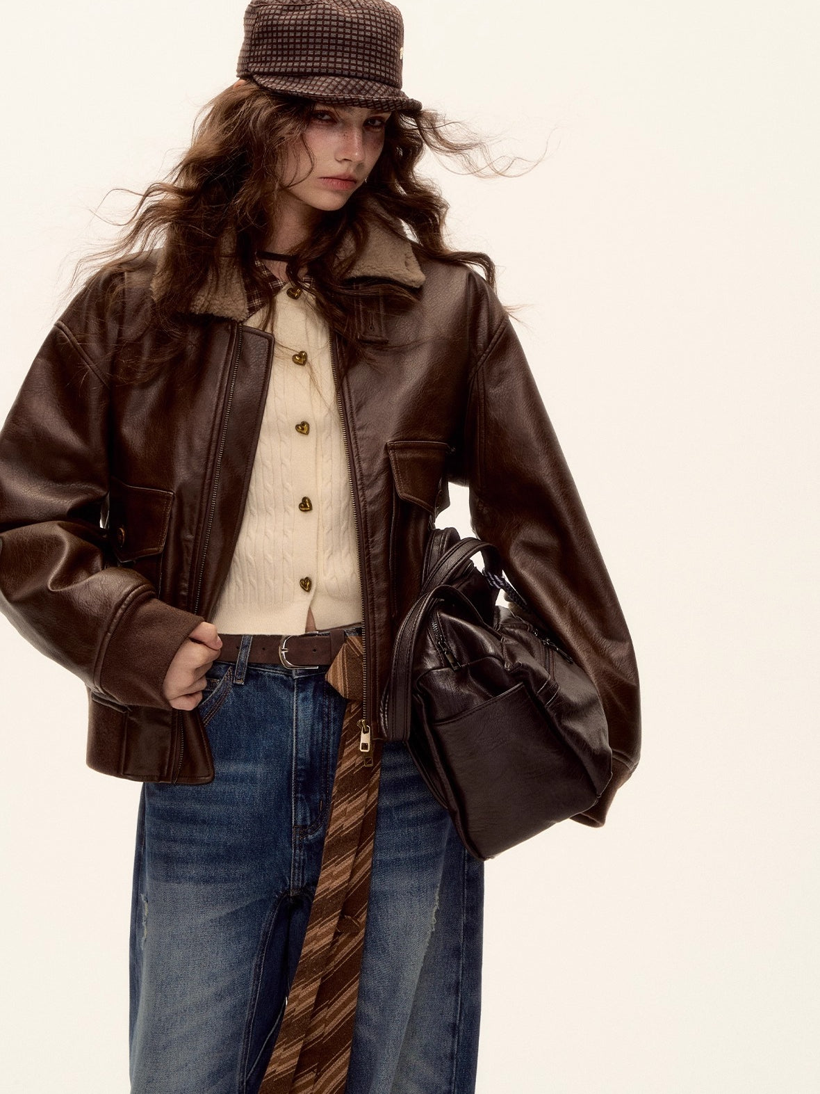 Faux Leather Padded Jacket