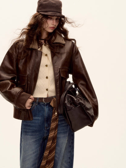 Faux Leather Padded Jacket