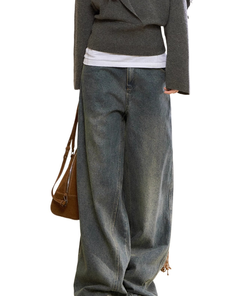 Washed Loose Straight-Leg Jeans
