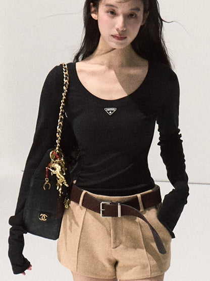 Wool Slim-Fit Long-Sleeve Base Knit T-Shirt