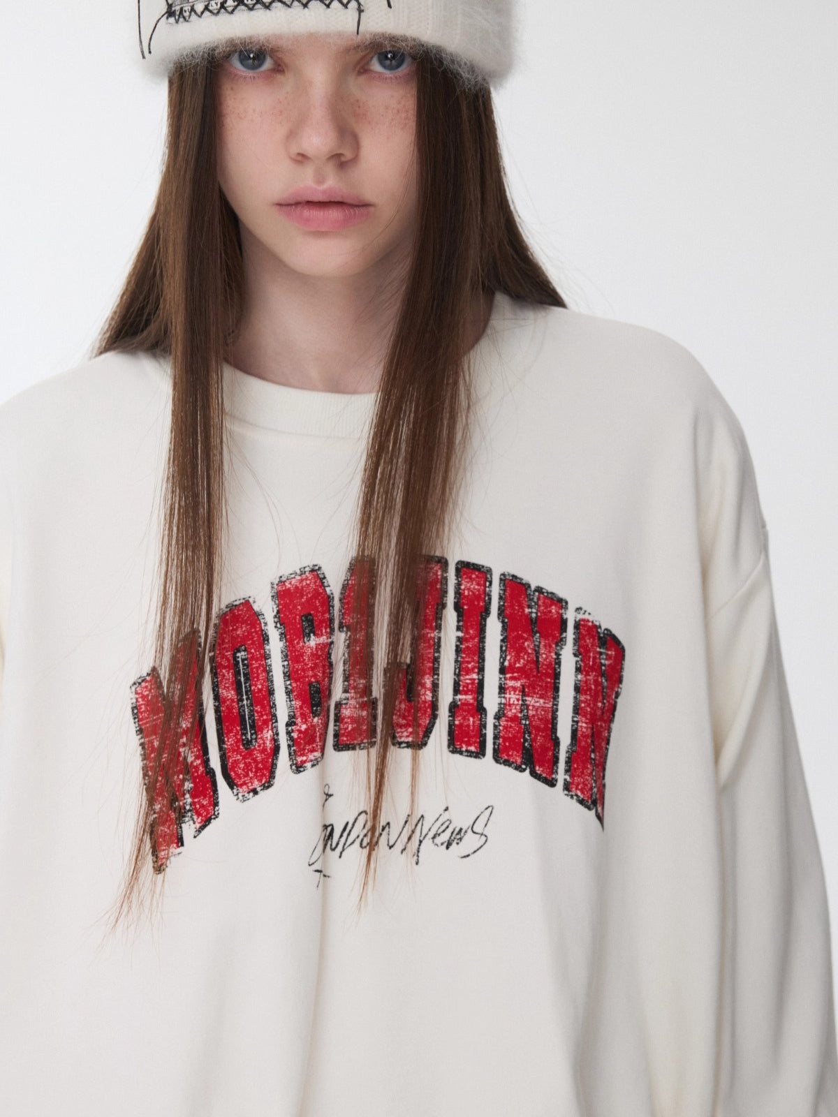 Vintage Letter Print Oversized Sweatshirt
