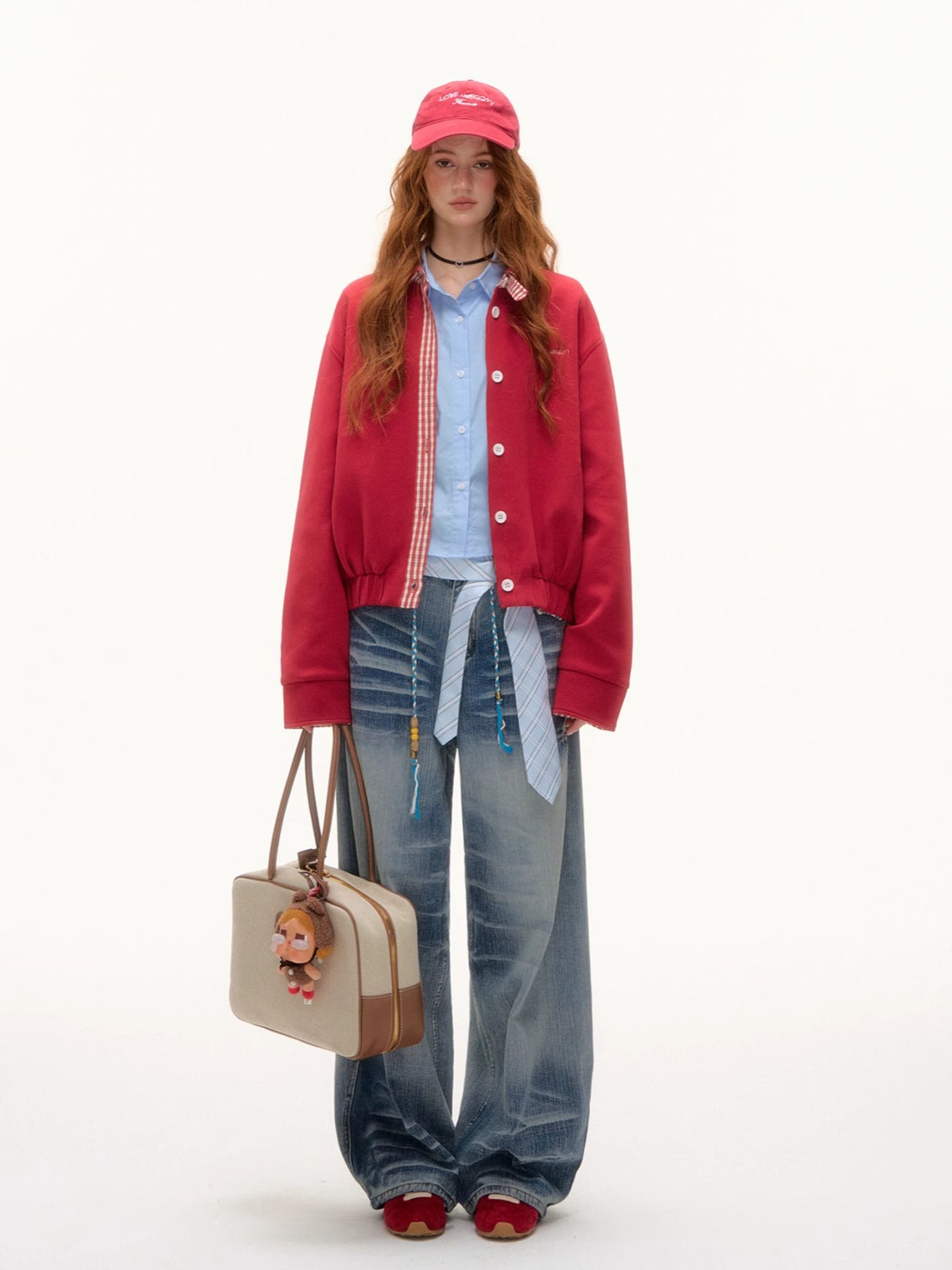 Miu-Style Plaid Patchwork Jacket