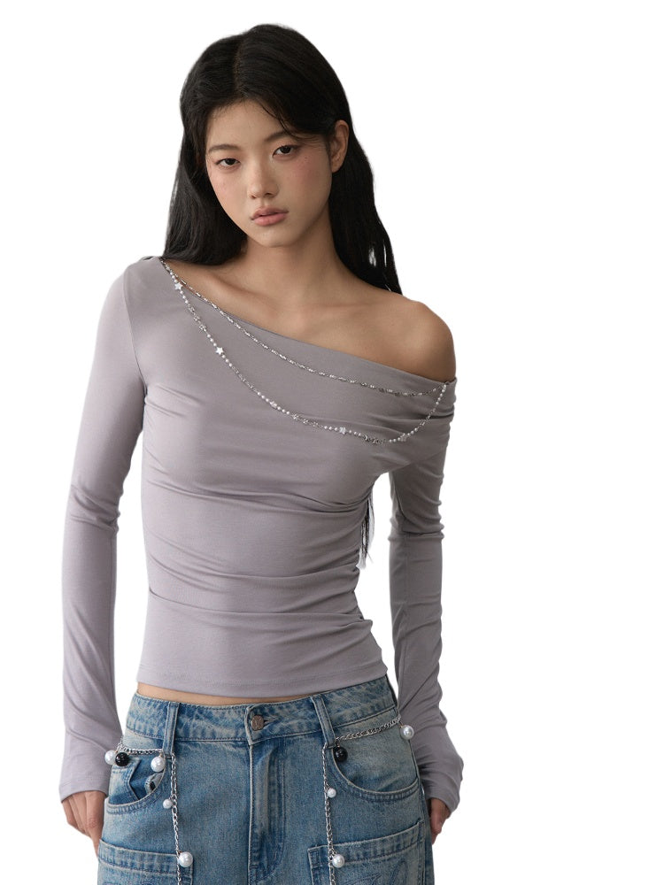 Double-Chain Asymmetric Long-Sleeve T-Shirt - CHINASQUAD