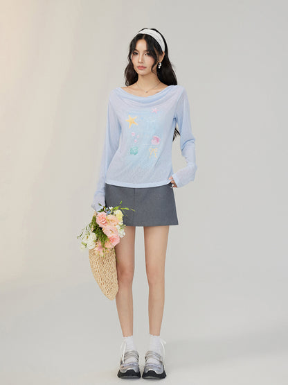 Pile Collar Lace Fake Two-piece Sunscreen T-shirt