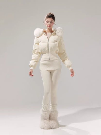 Retro Hourglass Waist Cotton Puffer Jacket