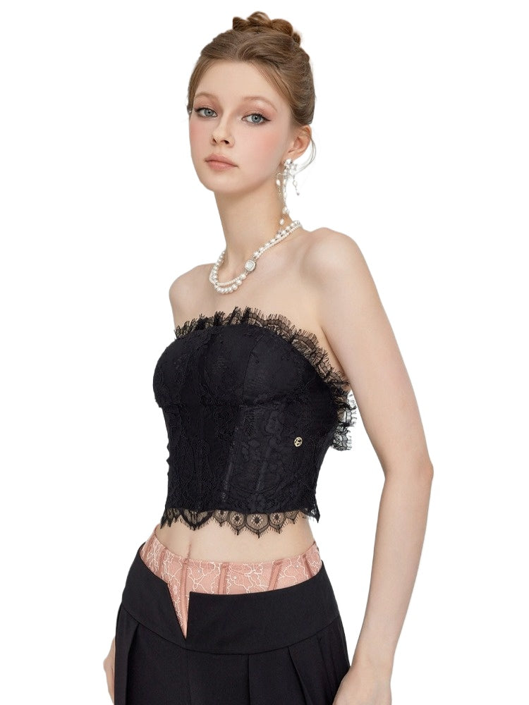 Naomi Lace Mesh Boned Backless Corset