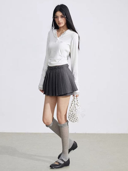 Pleated Layered Mini Skirt
