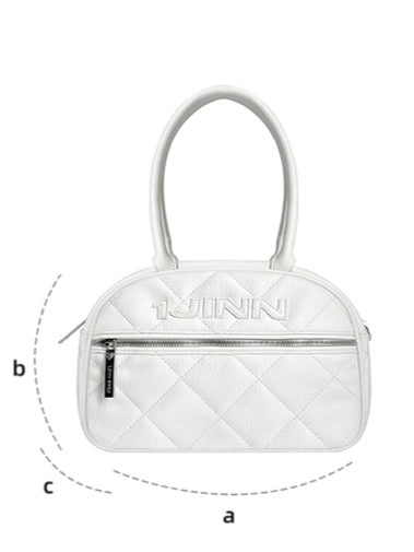 Color-block Quilted Boston Shoulder Bag