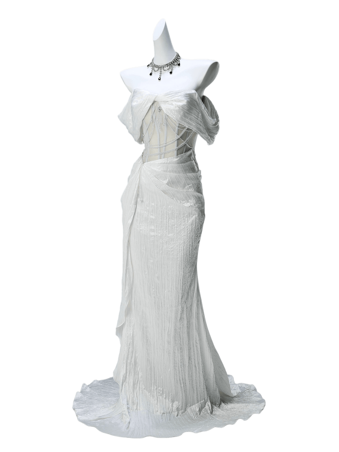 Icy Serene Sculpted Silken Gown