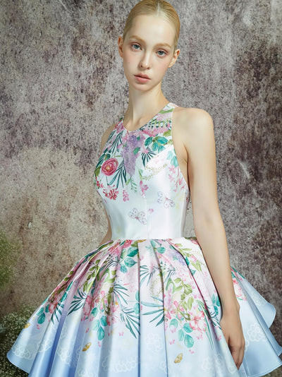 Botanical Garden Halter Mini Dress