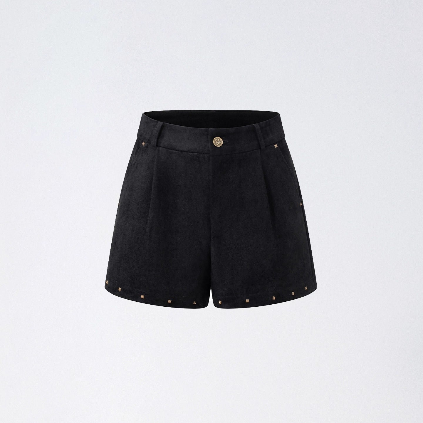 Studded Suede-Look High-Rise Shorts