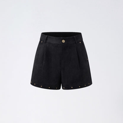 Studded Suede-Look High-Rise Shorts