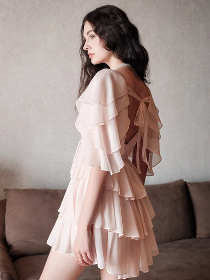 V-Neck Waist-Defined Midi Dress