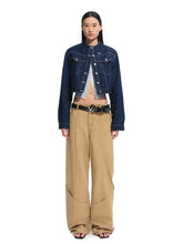 Denim Stand-Collar Regular Shoulder Cropped Jacket - CHINASQUAD