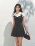 SUNSET PARK Academy Style Fake Two-piece Pleated Dress – Gray