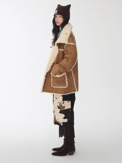 Toggle Collar Reversible Shearling Jacket