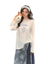 White Crew-Neck College Print Long-Sleeve T-Shirt - CHINASQUAD