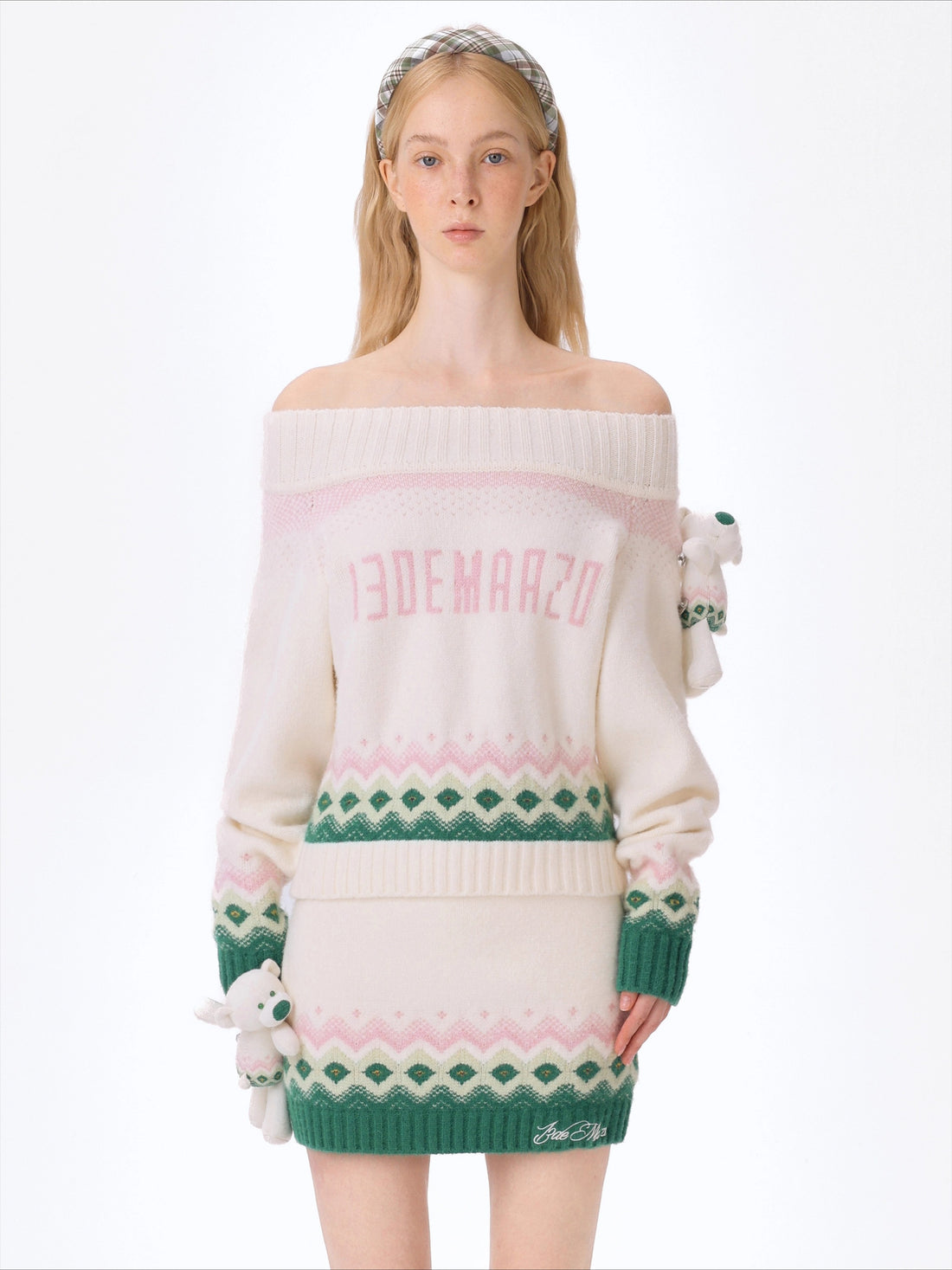 Fair Isle Off-Shoulder Knit Sweater