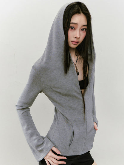 Flared Sleeve Waist-cinched Hooded Jacket - CHINASQUAD