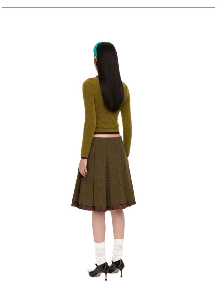 Round-Neck Fitted Wool-Blend Knit Cardigans