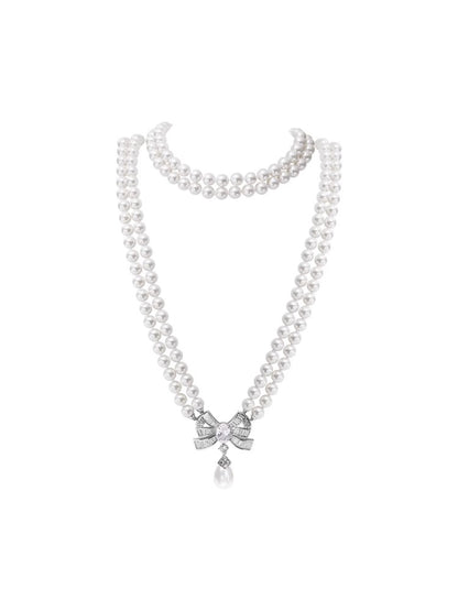 Double-Layer Long Pearl Necklace