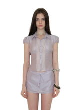 Lustrous Acetate Shirt & Mini Skirt Set NeverMore