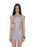 Lustrous Acetate Shirt & Mini Skirt Set NeverMore