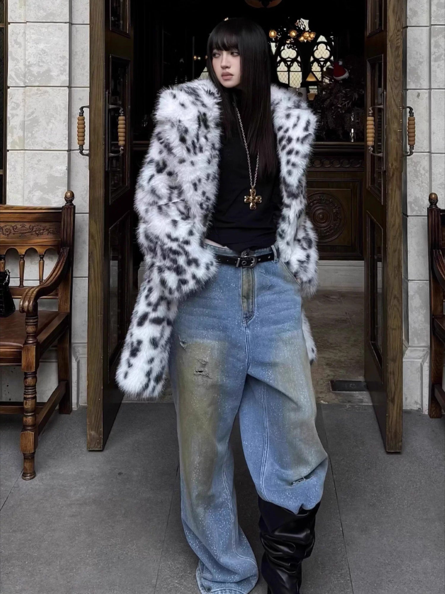 Logo Eyelet Genuine Leather Belt