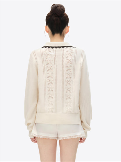 Polo-Collar Knit Pullover