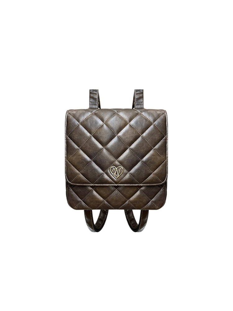 Brown Quilted Backpack