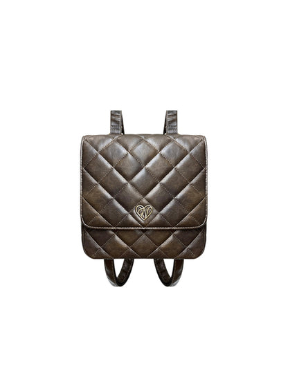 Brown Quilted Backpack