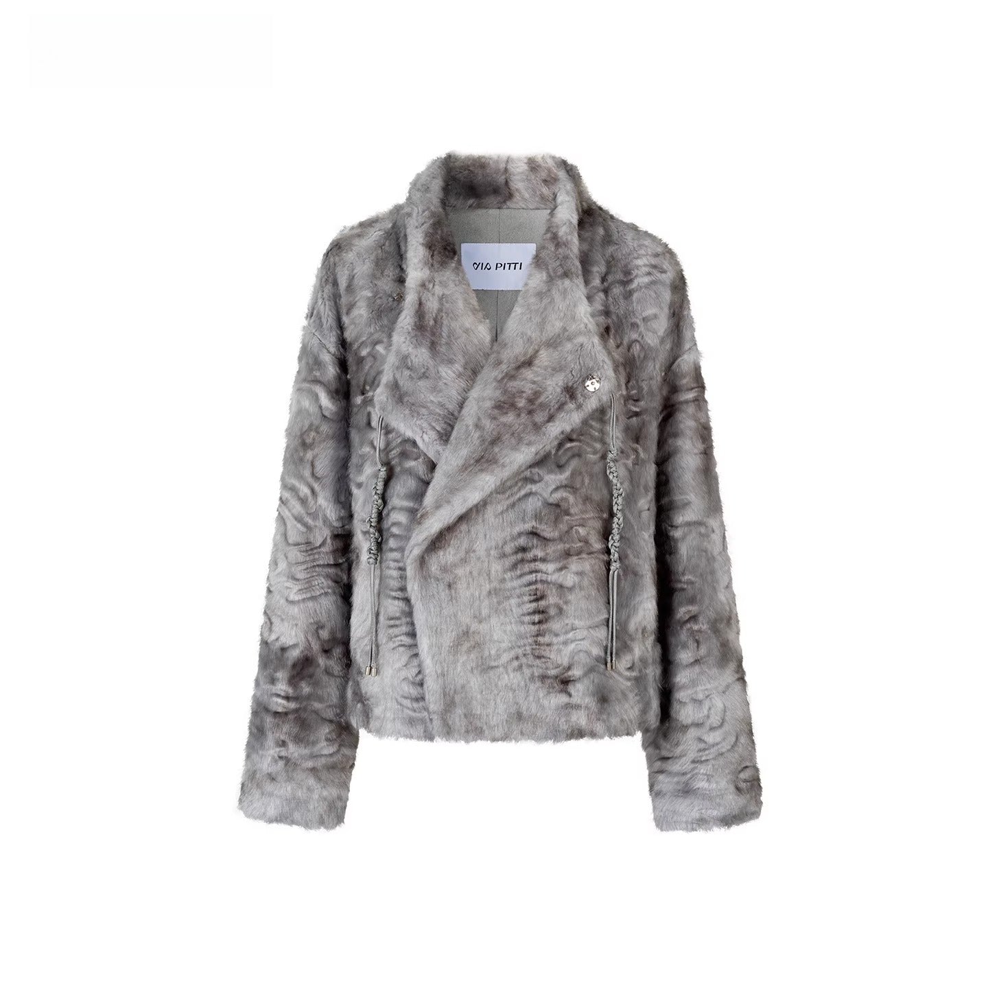 Textured Faux Fur Oversized Lapel Jacket