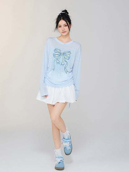 Bow-knot Tencel Sunscreen T-shirt