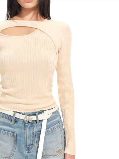 Olympia Long-Sleeve Fitted Knit Crewneck