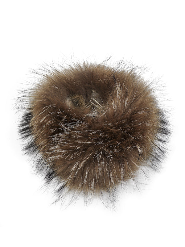 Raccoon &amp; Rabbit Fur Double-Sided Scarf