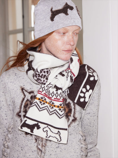 Fair Isle Heart Jacquard Wool Blend Scarf