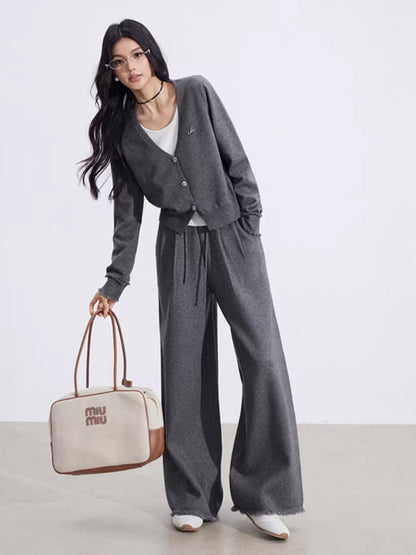 Mock-Layer Crop &amp; Wide-Leg Knit Set