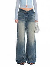 Washed Denim Low-waist Wide-leg Pants - CHINASQUAD
