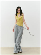 Color-blocked Raw-edge Wide-leg Pants - CHINASQUAD