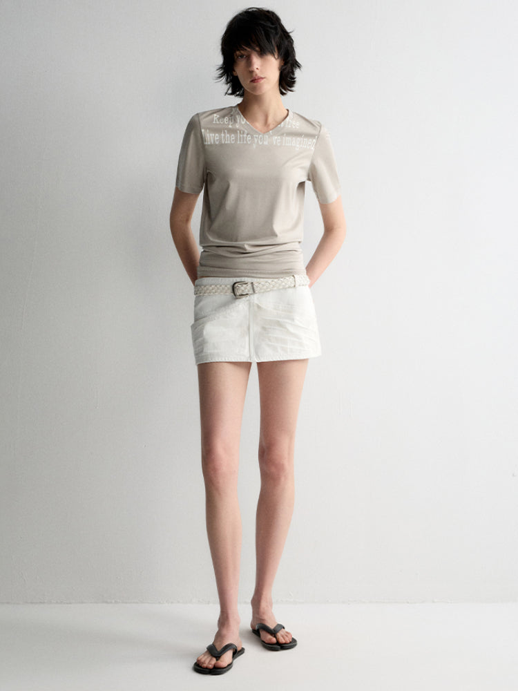 White Denim Straight Skirt