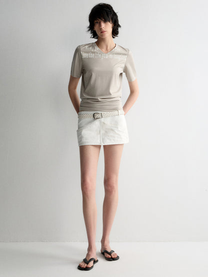 White Denim Straight Skirt