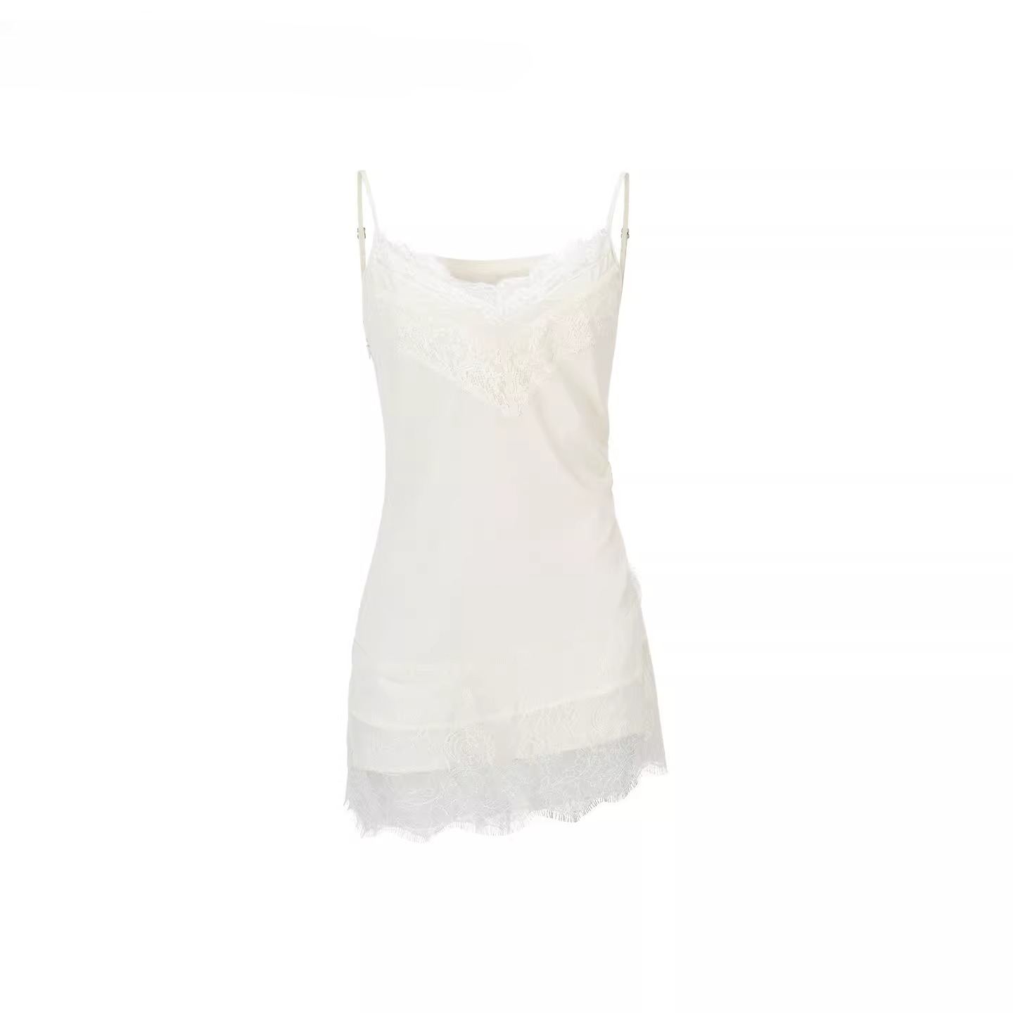 Lace-Trim V-Neck Chiffon Camisole